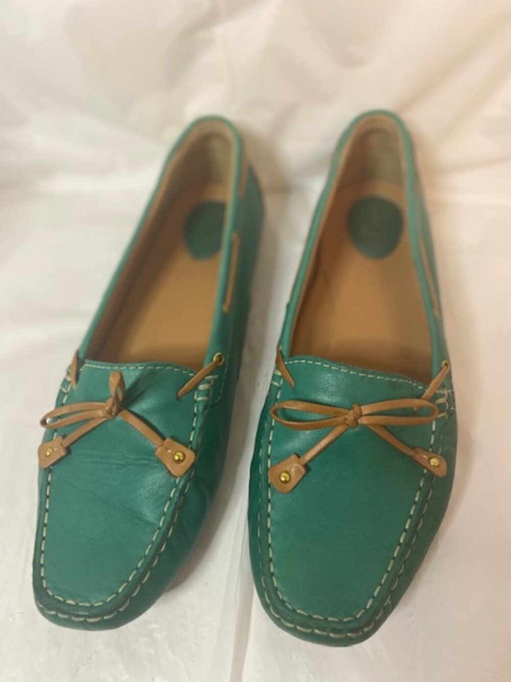 Clarks Artisan Turquoise Leather Slip On Loafers Mules, Women's Size 12M